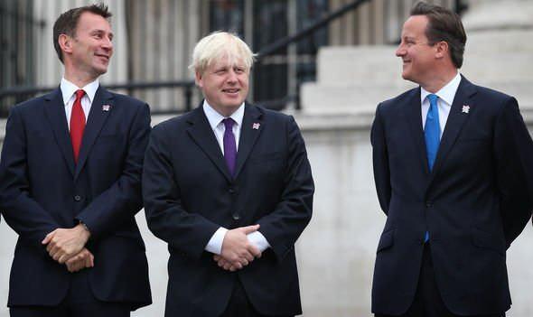 Soldan sağa; Jeremy Hunt, Boris Johnson ve David Cameron 