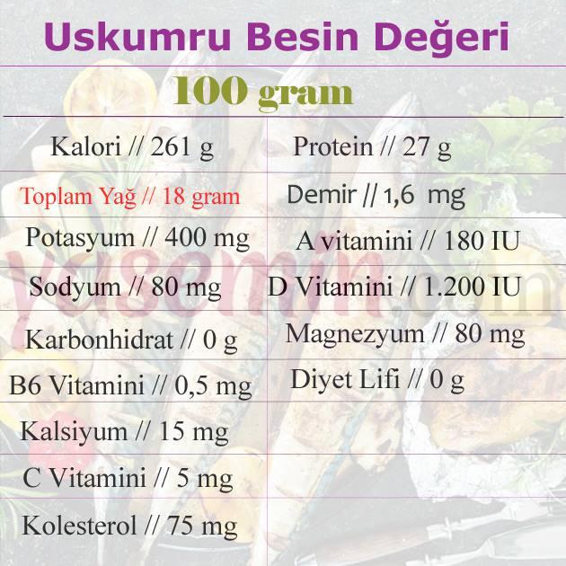 uskumru besin değerleri 