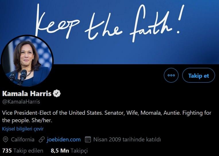 Kamala Harris twitter hesabı
